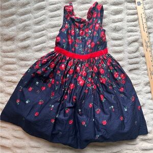 American Girl x Janie and Jack Navy Dress with Red Floral Pattern